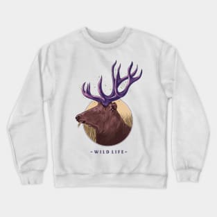 "Wild life" Deer illustration Crewneck Sweatshirt